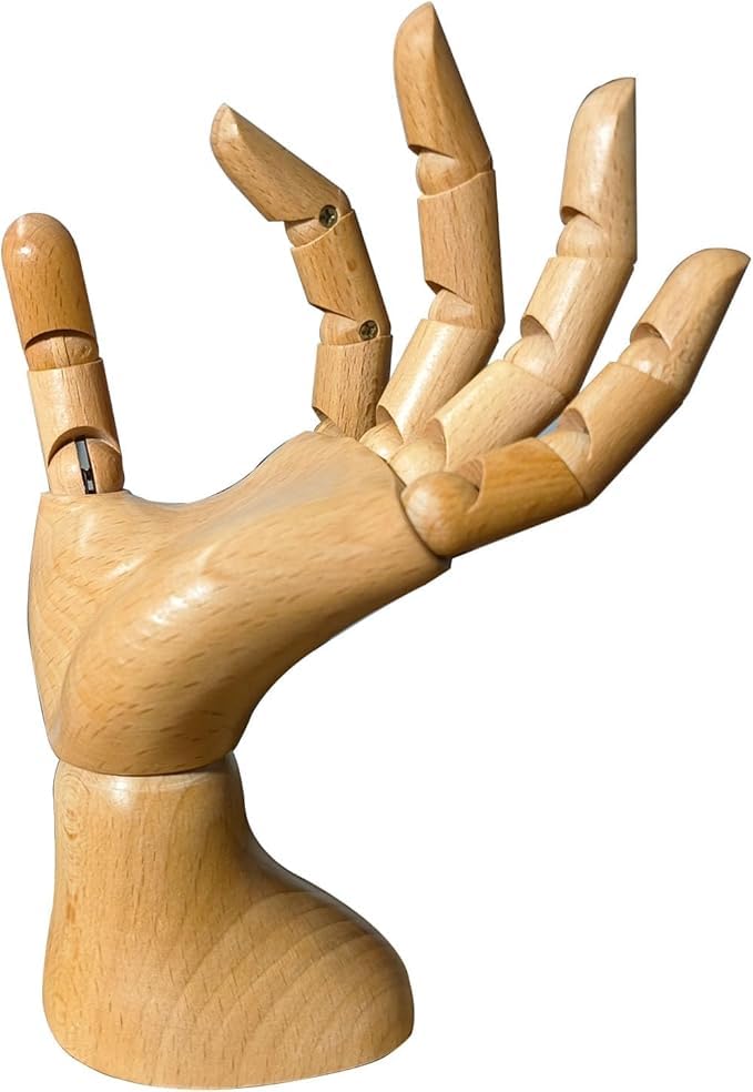 yangjietf mannequin,mannequin hand,hand model,hand mannequin for nails,drawing mannequin wooden hand,wooden mannequin,articulated fingers,hand model for drawing,male hand of left., Male_left - color: Male_left 7.9 in
