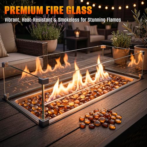 Mr. Fireglass 10 Pound Fire Glass Beads, 1/2" Reflective Round Fire Glass Drops for Fireplace Fire Pit & Lanscaping, High Luster Amber - color: Amber, size: 1/2 inch, 10 Pounds