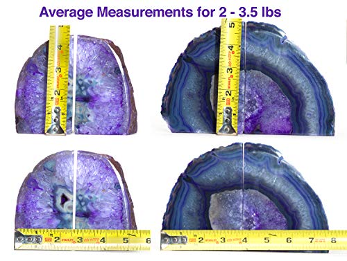 Purple Agate Geode Bookend (2-3.5 lb) - Natural Stone Bookend for Holding Books, iPads, and Kindles - color: Purple, size: 2 - 3.5 lb