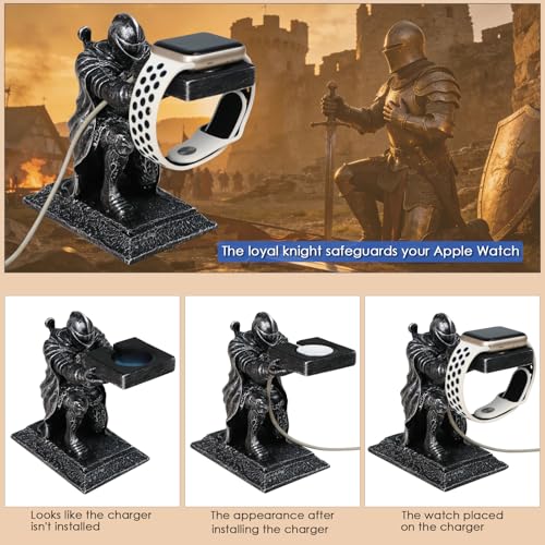 for Apple Watch Charger Stand Holder Compatible with Apple Watch Series Ultra3/Ultra2/11/10/9/8/7/6/5/SE3/SE2(49/46/45/44/42/41/40/38mm) Loyal Knight iWatch Charging Dock, Used as a Tabletop Ornament