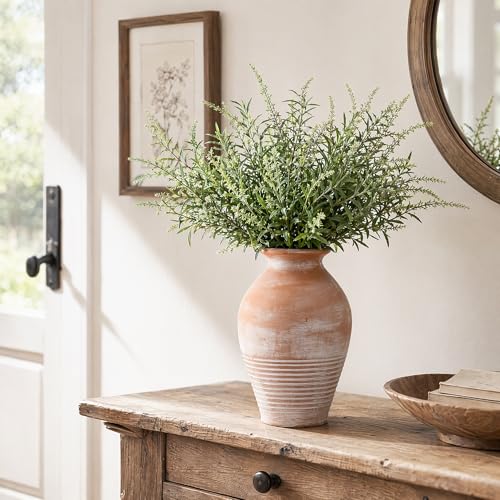 Ceramic Flower Vase Home Decor | Farmhouse Pottery Rustic Vases | Vintage Terracotta Vase | Boho Distressed Vase Decorationfor Centerpieces, Living Room, Fireplace (9.2" Retro)