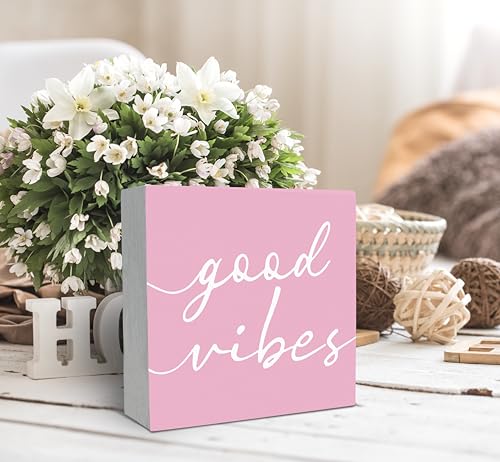 SRADMO Botanical Eucalyptus Leaves Wood Box Sign Desk Decor, Rustic Eucalyptus Leaves Wooden Block Box Sign Decoration For Home Office Shelf Table Decor (Pink) - color: light pink, size: 5″×5″
