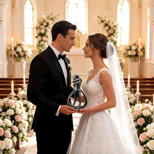 Resin Couple Modern Sculptures Romantic Gift for Weddings Valentine's Day and Anniversaries Decoration Figurine for Girlfriend, Bridal Shower, Engagement (Classic Retro Color) - color: Classic Retro Color