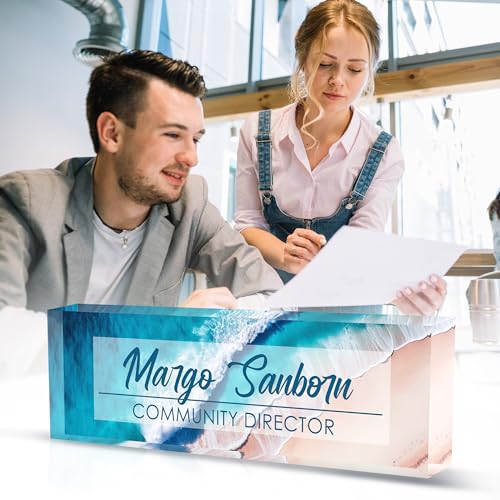 Custom Name Plate Personalized Office Decor for Women & Men, Employee Appreciation Gifts for Boss, Manager, Teacher, Nurse (Beach Walk) - color: Beach Walk