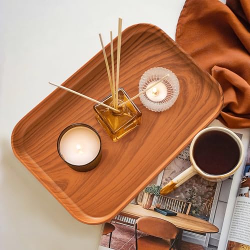 Wood Grain Plastic Serving Platters and Trays,Serving Dishes for Entertaining,Platters Serving Food,Appetizer Serving Trays for Snacks,Charcuterie,Chips,Candy,Fruit,Sushi Coffee Cosmetics Accessories - color: Tray-s-2pack-wood Grain