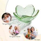 Green Flower Jewelry Trinket Dish, Glass Ring Holder Tray, Small Trinket Bowl Gifts for Women - color: golden-edged green