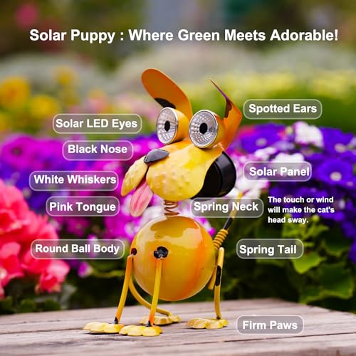 Dog Solar Lights Outdoor,Yard Art Metal Dog Statues,Outdoor Funny Statue for Garden Decor Yard Lawn Ornaments - style: Sit Dog