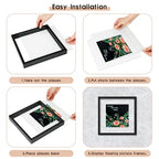 MUYE 12x12 Floating Frames Set of 2,Double Glass Picture Frame Display Any Size Photo up to 12x12,Wall Mount or Tabletop Standing,Black - color: Black, size: 12x12