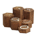 MOOCA Wooden 6 Pcs Hexagon Risers for Display Jewelry and Accessories Display Stand, Brown - color: Brown, 6 Pieces