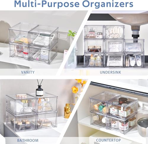 Plastic Drawers Storage, 8 Pack Clear Stackable Storage Drawers, Acrylic Storage Bins with Drawers for Fridge Organizers, Small PlasticDrawers Stackable for Makeup Organizers Cosmetic Display - size: 8Pack Standard