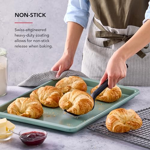 KitchenAid Nonstick Swiss Engineered Aluminized Steel Baking Sheet, Dishwasher Safe, 13x 18 Inch, Cardamom - color: Cardamom, size: 13 x 18 Inch