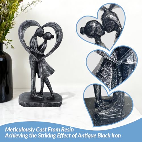 Couple Heart Resin Figurine, 8.1" H, Romantic Gifts for Him & Her, Faux Black Wrought Iron Finish, Engagement Anniversary Wedding Keepsake Home Decor ﻿ - style: Heart