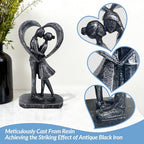 Couple Heart Resin Figurine, 8.1" H, Romantic Gifts for Him & Her, Faux Black Wrought Iron Finish, Engagement Anniversary Wedding Keepsake Home Decor ﻿ - style: Heart
