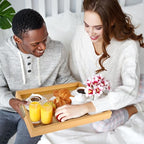 Rattan Woven mesh Surface Wood Serving Tray with Metal Handles, Decorative Tray Service Tray，Modern Boho Design,2-piece Food and Beverage Tray, Coffee Table, Breakfast, Kitchen, Party (Large+Small) - color: Rattan Weaving/Large+small