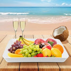 greenandlife 4 Pcs 16" x 11" Large Serving Trays for Party Supplies, Plastic Platters for Serving Food, Unbreakable Reusable Trays for Snack, Fruit, Cookies, Desserts in Kitchen, BPA Free, White - color: White