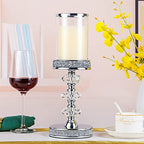 Candle Holder, Pillar Candle Holders, Crystal Candlesticks Holder for Wedding, Parties, Events, Chirstmas,Home Decor, Table Centerpieces CH048LD - size: Silver ( L )