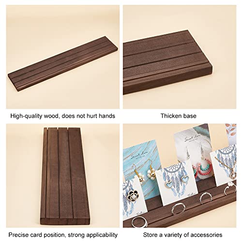PH PandaHall Wooden Jewelry Display Stands, 3-Slot Wood Earring Card Holder Portable Jewelry Organizer Table Displays for Selling Earring Showing Jewelry Displaying, 15x3inch, Brown - color: Brown