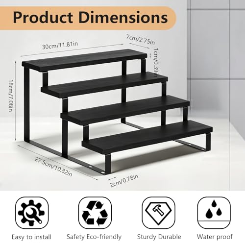 Thyle 4 Pack 13.8" Wood Tiered Display Stand 4 Tier Wooden Cupcake Display Riser Wedding Cupcake Shelf Cologne Stand for Men Vendor Booth Organizer Shelf for Wedding Bridal Shower Graduation Party