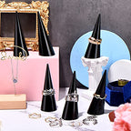 Jetec Clear Acrylic Crystal Ring Holder Acrylic Ring Display Jewelry Holder Wedding Display Cone Support Single Finger Rings Showcase Stand for Jewelry - color: Black