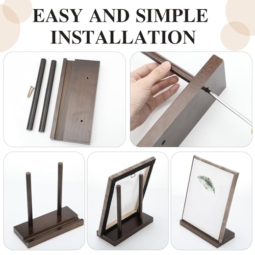 RattanView Tabletop Wooden Display Stand Wooden Easel Book Display Holder 7.8 x 3.54 x 7.8 Inch Artwork Storage Rack for Picture Plate Frame Albums Record Magazine Tablet Canvas Board