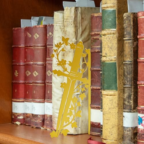 Dagger Bookshelf Decor – Fantasy Decor for Bookshelf and Desk, Ideal for Men's Desk Accessories, Gifts for Books Lovers-Gold - color: Gold