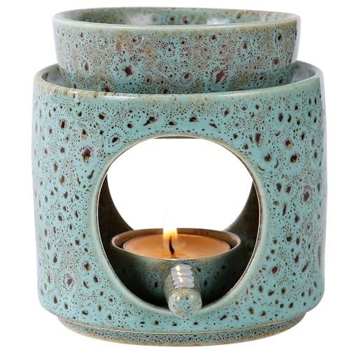 Essential Oil Burner for Scented Oil, Oil Warmer, Tealight Wax Melt Warmer, Candle Diffuser, Tea Light Holder, Green - color: Green
