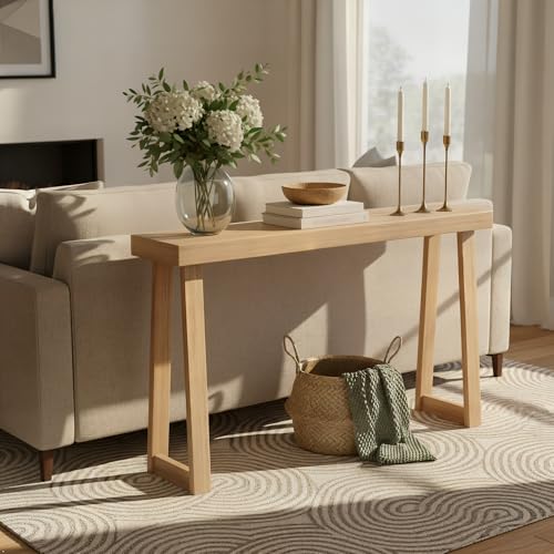 Plank+Beam Solid Wood Console Table, 56 Inch, Sofa Table, Narrow Entryway Table for Hallway, Behind The Couch, Living Room, Foyer, Easy Assembly, Blonde - color: Blonde, size: 56" Console Table