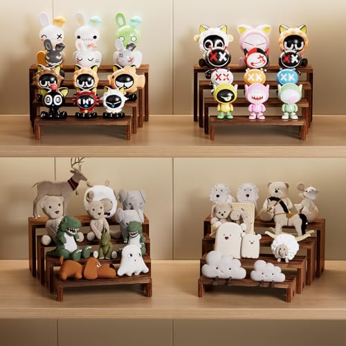 2 Set Wooden Tiered Risers Display Stands for Vendor Events,Stackable Wood Cupcake Display Stand,Farmhouse Decor Wood Dessert Table Display Set,Vendor Booth Display Items,Food Display Risers for Party - color: Dark Brown, size: 2 PACK