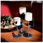 Lily’s Home Art Deco Climbing Vine Pillar Candle Holders, Steel, Black, Set of Three. Candles NOT Included - color: Climbing Vine