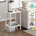 TUTOTAK End Table, Side Table, Nightstand, 2-Tier Storage Shelf, Sofa Side Table for Small Space, Living Room, Bed Room V1TB01BW034 - color: Pure White