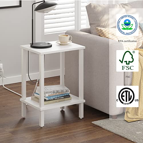 TUTOTAK End Table, Side Table, Nightstand, 2-Tier Storage Shelf, Sofa Side Table for Small Space, Living Room, Bed Room V1TB01BW034 - color: Pure White