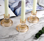 12pcs Amber Taper Candle Holders, Glass Crystal Candlestick Holders Bulk, Clear Candle Holders for Dining Table Centerpiece - color: Amber 12pcs