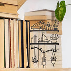 Plants on The Bookshelf Patterns Metal Decorative Splint 7.68 x 7.09 inches, Bookshelf Decor Aesthetic, Home Library Decor, Book Shelf Decorations