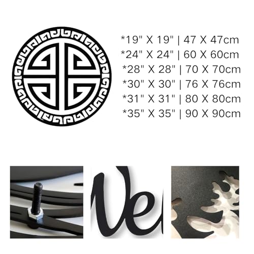kuestboy Feng Shui Metal Wall Art, Modern Black Wealth & Prosperity Sculpture, Luxury Minimalist Home Office Decor for Good Luck and Abundance (28" X 28" | 70 X 70cm) - size: 28" X 28" | 70 X 70cm