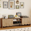 Modern 63" TV Stand, Wood Entertainment Center with Sliding Doors, Media Console for TVs Up to 70", TV Stand for Living Room, Natural - color: Natural