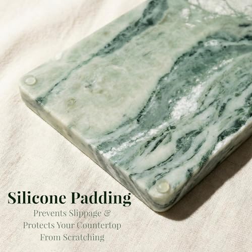 Green Marble Tray – 12" x 6.5" Decorative Vanity Tray for Bathroom, Countertop, Jewelry, Candles, Kitchen | Natural Stone Organizer for Makeup, Perfume, Skincare & Home Décor