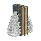 Creative Co-Op Decorative Resin Pinecone Bookends, Silver Finish, Set of 2 - color: Silver