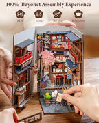 Rolife Book Nook Kit Sakura Wine Alley, 3D Wooden Puzzle Booknook for Bookshelf Decor, Japanese-Inspired Sakura Theme Creative DIY Miniature Dollhouse Kit, Crafts Gifts for Adults, Teens & Book Lovers