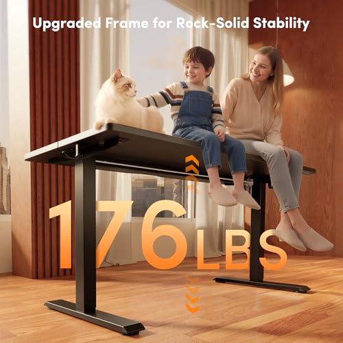 FEZIBO 55 x 24 Inchs Electric Standing Desk, Height Adjustable, Sit Stand Up, Computer Office Desk with Splice Board, Black Frame/Black Top - color: Black, size: 55x24