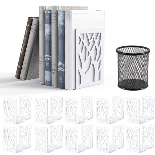 Book Ends-Metal Book End Supports for Bookrack Desk (White, 10 Pair) - color: White, size: 10 Pair