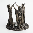 Veronese Design 6 3/4 Inch Tall Triple Moon Goddess Maidens Ritual Candle Tealight Holder Cold Cast Bronzed Resin Sculpture Wiccan Alter Figurine Home Decor New Age Religious Collectible