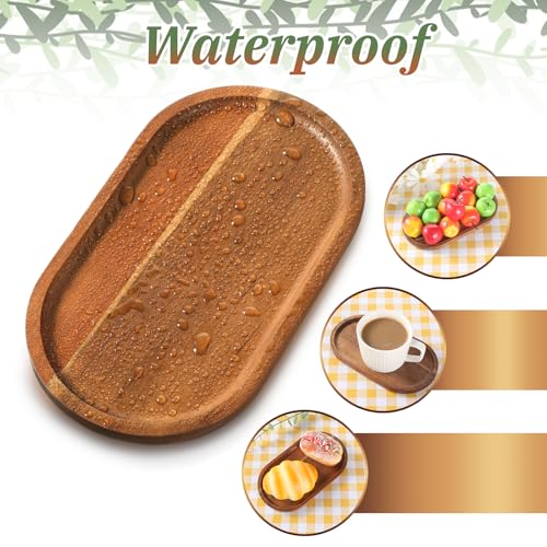 Small Wood Tray, 7.3"x 4" Mini Wooden Serving Tray Bathroom Countertop Organizer Trays Wood Counter Plates for Coffee Tables, Dessert, Snack, Fruit, Vegetable, Decor Restaurant