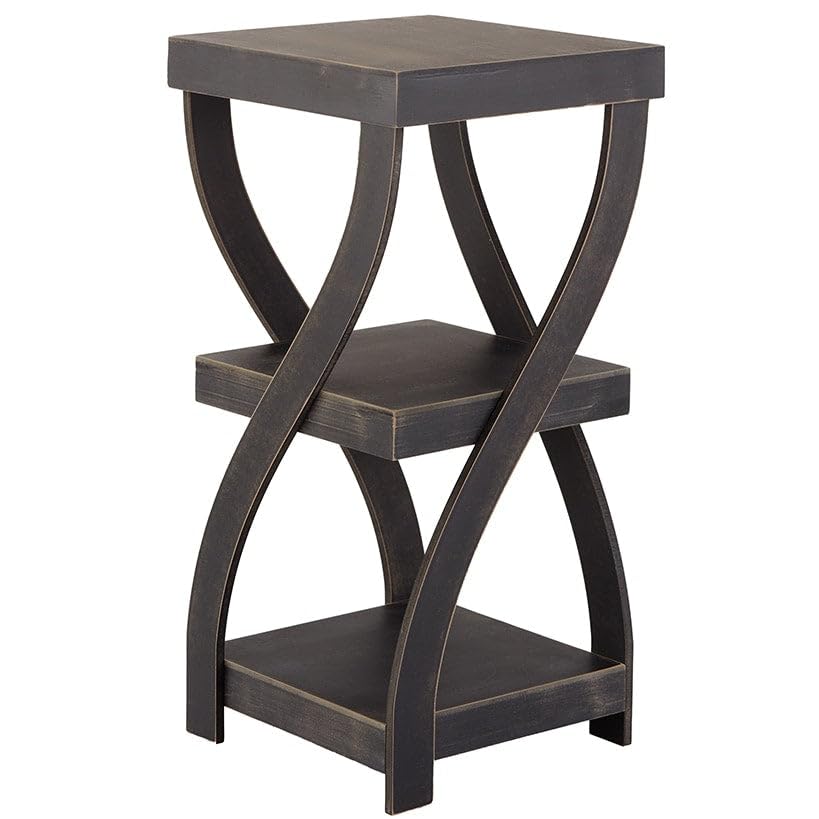 The Lakeside Collection Distressed Twisted Wood Accent Table - Distressed Black - color: Distressed Black