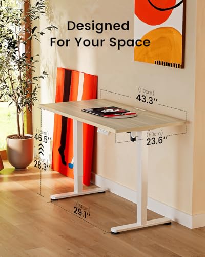 ErGear Height Adjustable Electric Standing Desk, 44 x 24 Inches Sit Stand up Desk, Memory Computer Home Office Desk, Natural - color: Natural, size: 43.3 x 23.6 Inches