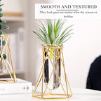 Roshtia 8 Set Gold Glass Vase for Centerpieces Metal Geometric Test Tube Vase Modern Hydroponic Flower Stand with Glass Cylinder for Flowers Plant Wedding Office Home Centerpiece (6.3 Inch)