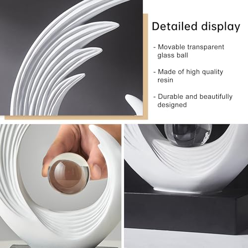 FJS Modern White Statue, Resin Shelf Decor, Abstract Art Sculptures for Living Room, Bookshelf, Dining Room, Office, Coffee Table, TV Stand - color: C-white