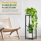 TOSKING Tall Plant Stand Indoor – 2-Tier Modern Metal Shelf, 30" Height & 200 LBS Capacity, Heavy Duty for Living Room, Balcony, Garden (Black) - size: 2-tier 30''