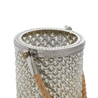 Deco 79 Glass Handmade Indoor Outdoor Candle Lantern Decorative Lantern Candle Holder with Rope Handle, Lantern 5" x 5" x 13", Silver - size: 5" by 13"