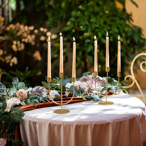Sziqiqi Gold Candle Holders Candelabra - Candlestick Holder Centerpiece for Tables Taper Candle Holder Set of 2 Metal Candleholders for Christmas Wedding Anniversary Decorations - color: Gold, size: 2 Pcs