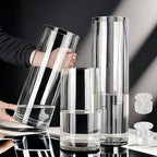 3 Clear Acrylic Cylinder Vase for Centerpieces, Tall Cylinder Plastic Hurricane Vases, Large Unbreakable Flower Vases for Wedding Bouquet (D 4.8" X H 8" + H 10" + H 12" Set of 3 + 2 Holder) - color: 3 Clear - L